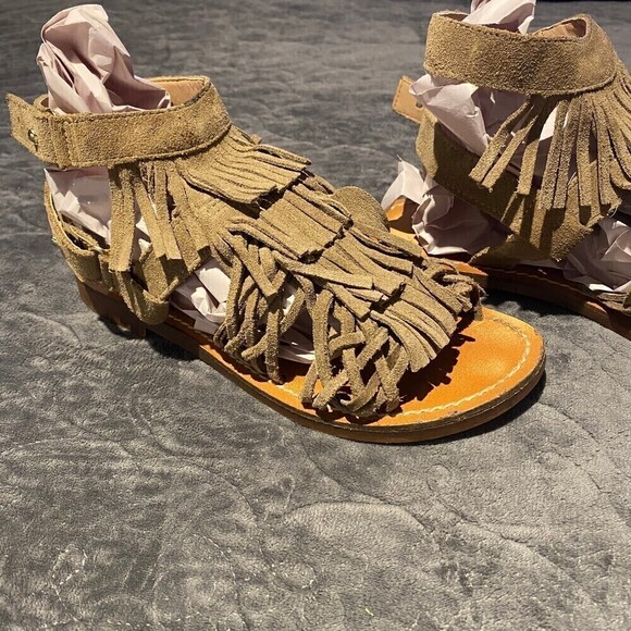 Zara Fringed Leather Sandals Size 37/6.5 - Picture 3 of 8